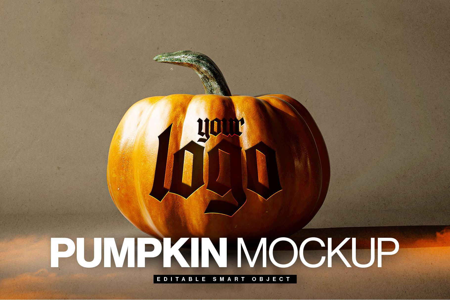 Halloween Pumpkin Logo Mockup in PSD