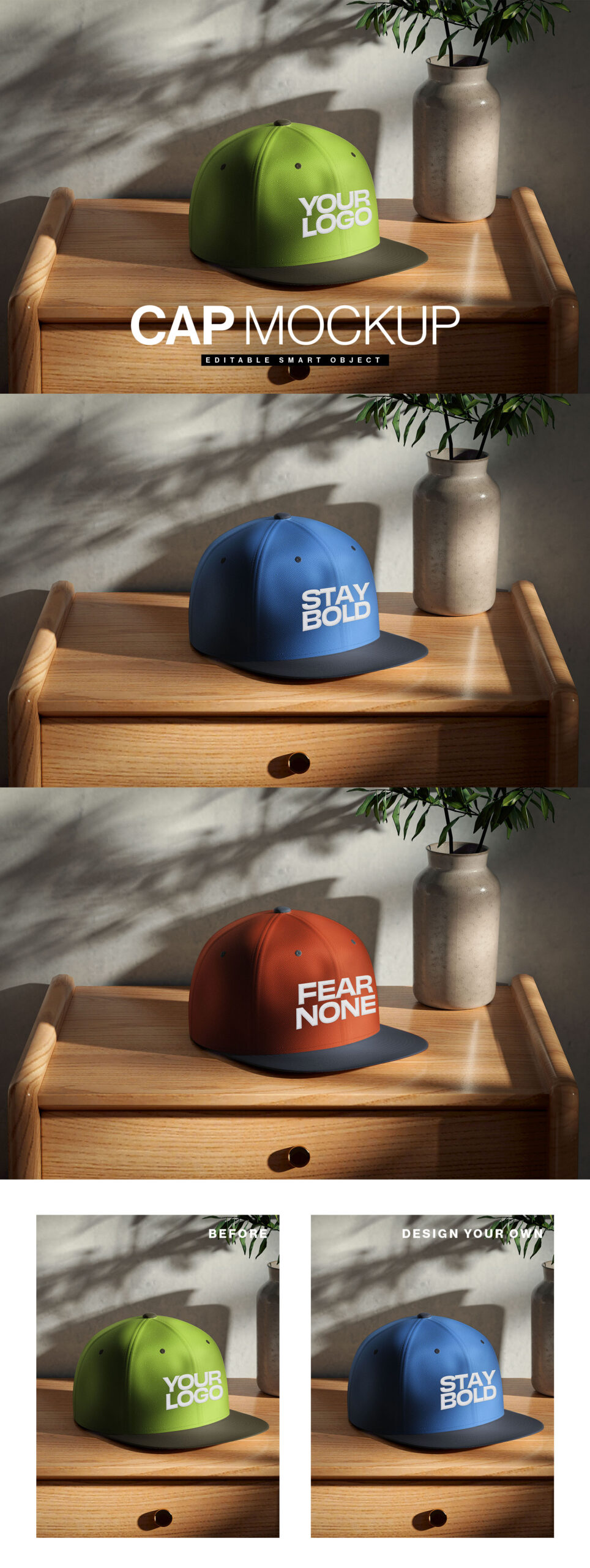 Snapback Hat Mockup in PSD