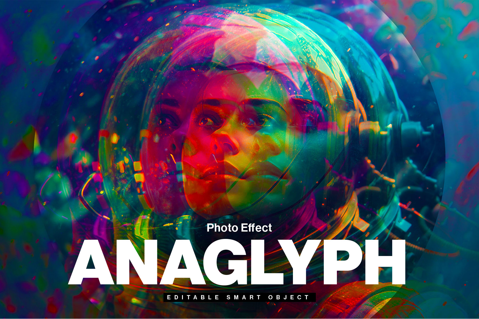 Anaglyph Photo Effect Template in PSD