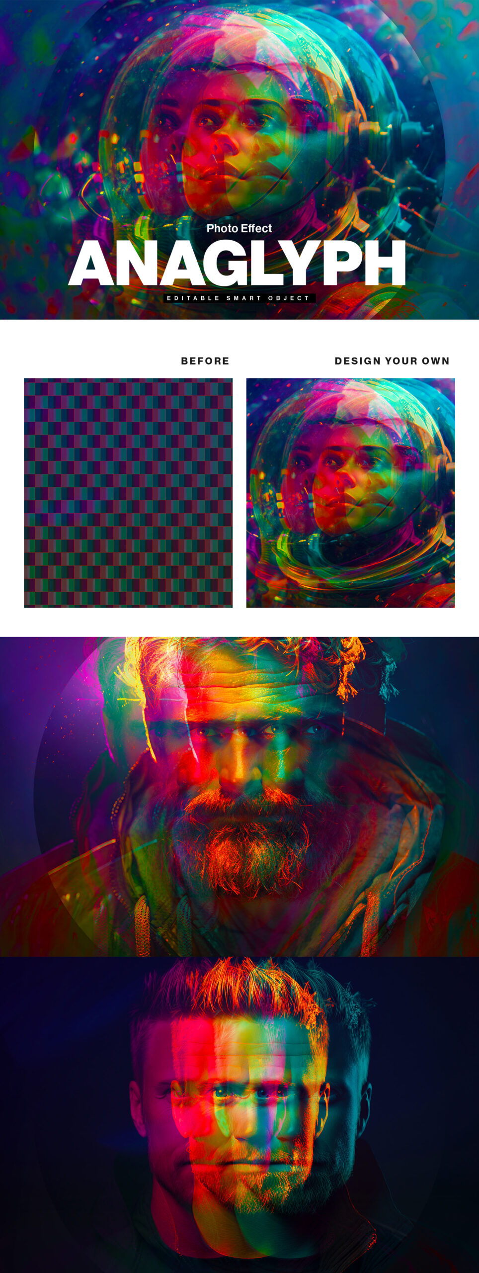 Anaglyph Photo Effect Template in PSD