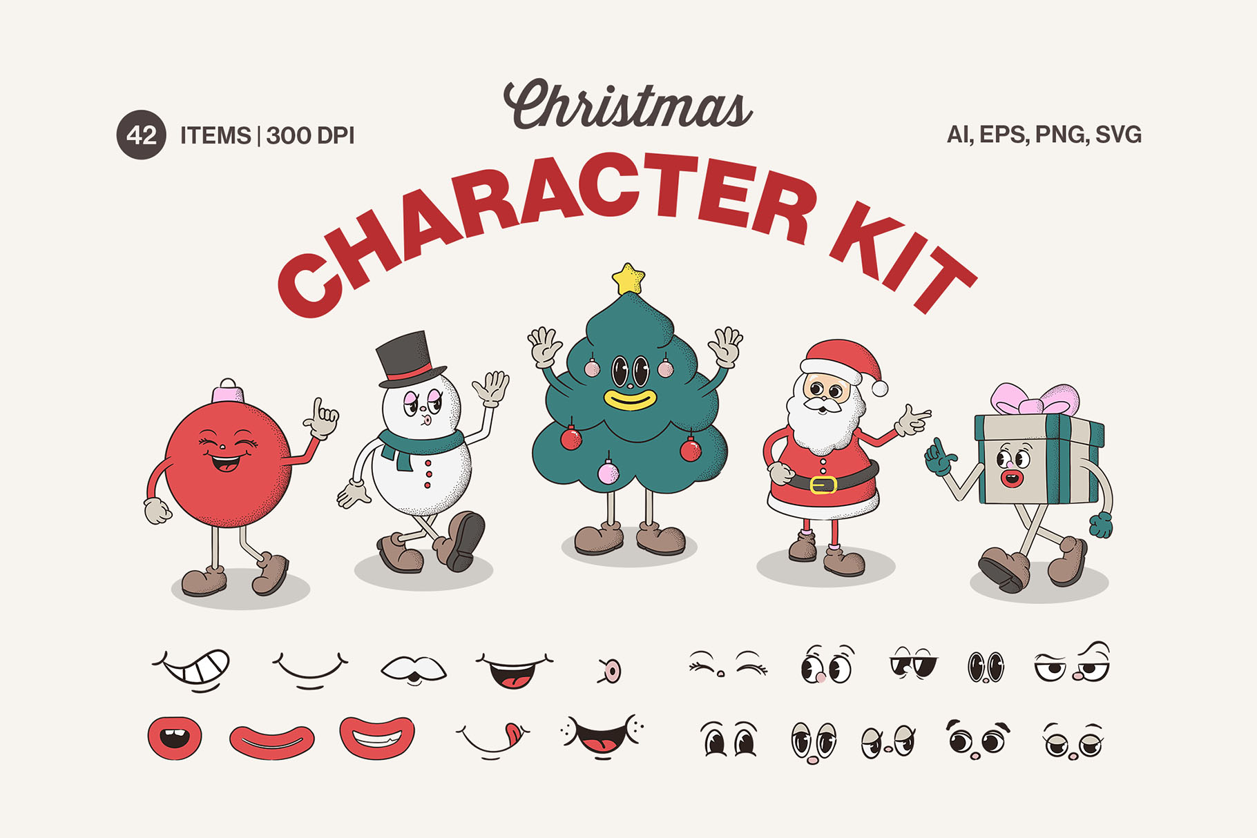 Christmas Character Kit in PNG AI EPS & SVG