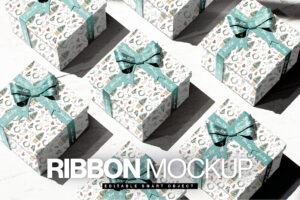 Christmas Gift Box Mockup Template in PSD