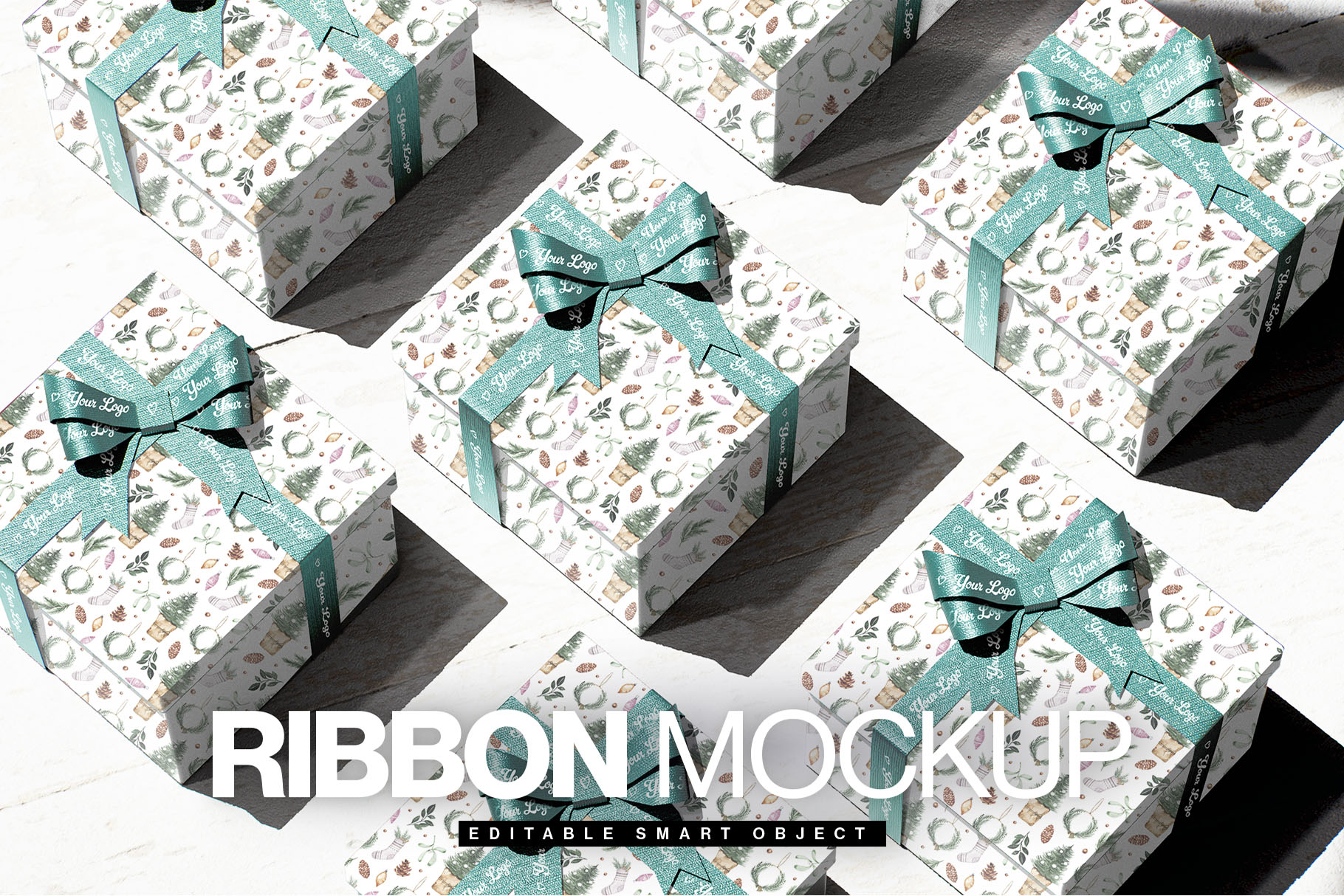 Christmas Gift Box Mockup Template in PSD