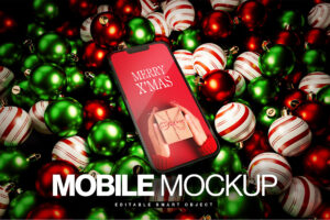 Christmas Phone Mockup Template in PSD