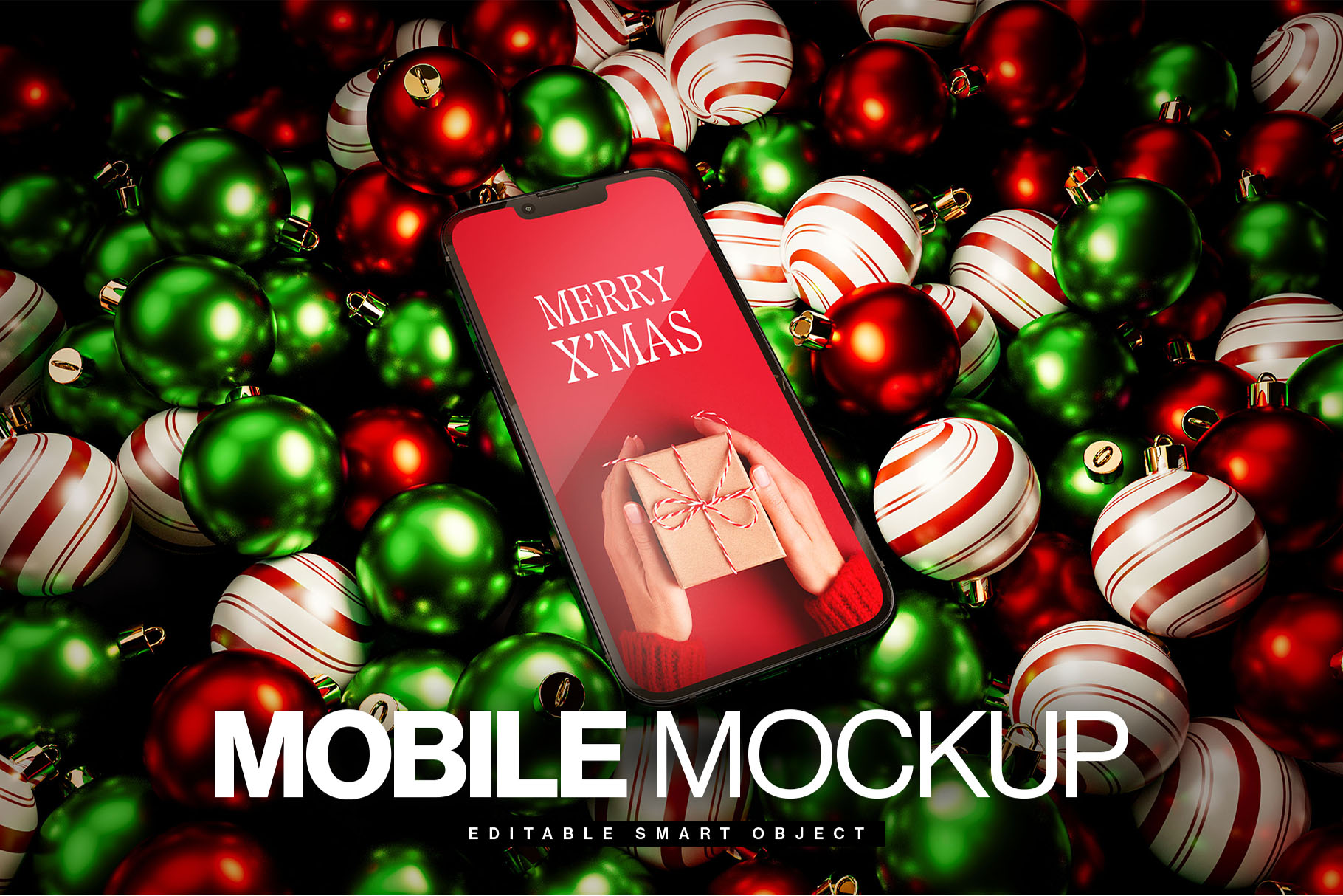 Christmas Phone Mockup Template in PSD
