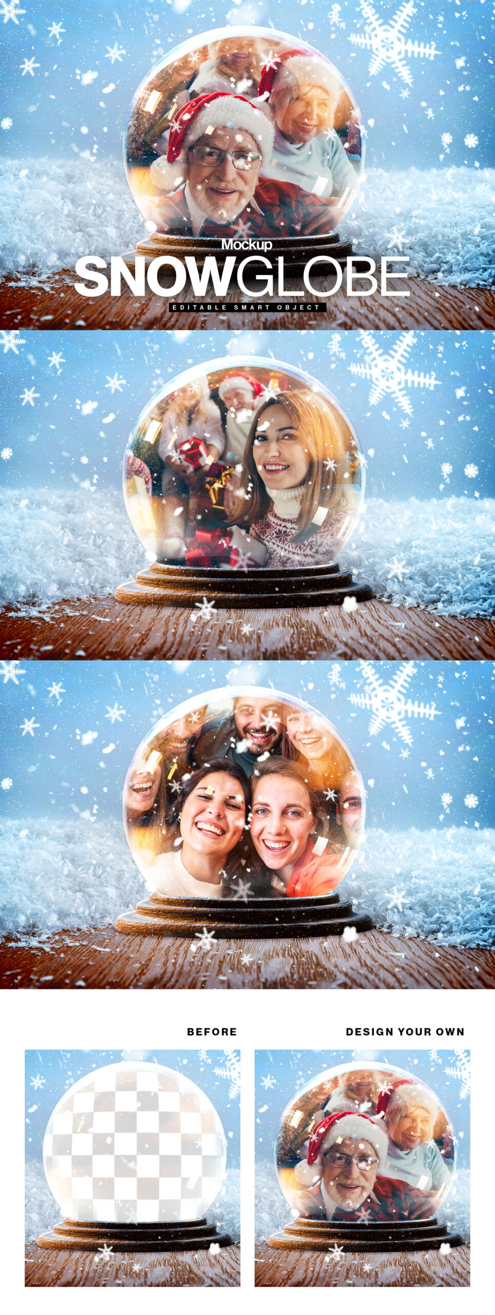 Christmas Snow Globe Mockup Template in PSD