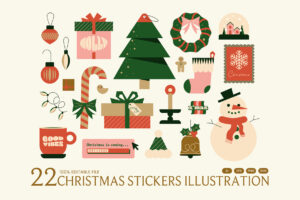 Christmas Stickers Set in AI EPS SVG PNG