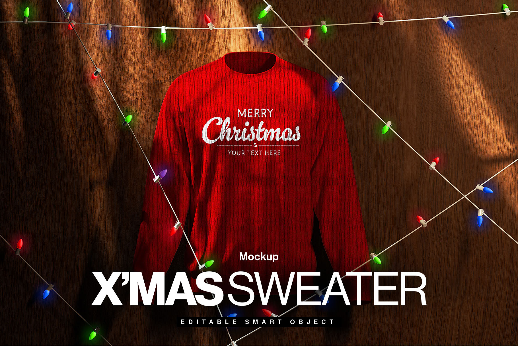 Christmas Sweater Mockup Template in PSD format