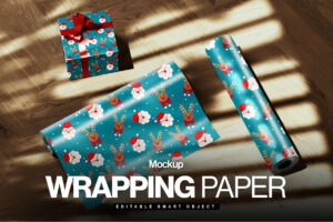 Christmas Wrapping Paper Mockup in PSD