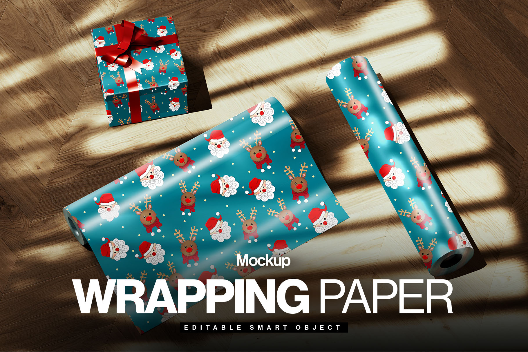 Christmas Wrapping Paper Mockup in PSD