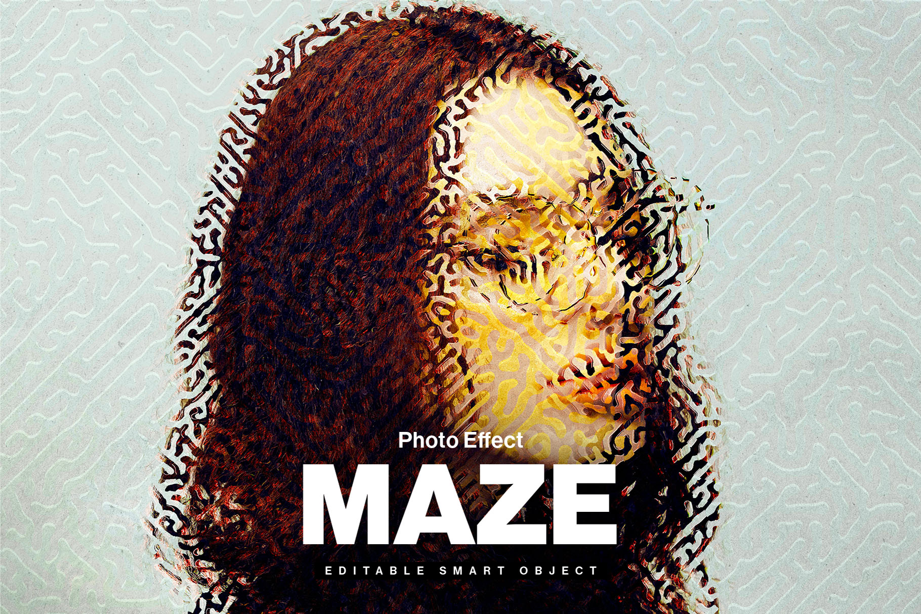 Maze Glitch Photo Effect Template in PSD