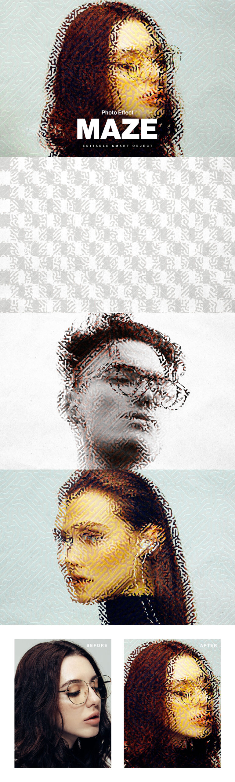 Maze Glitch Photo Effect Template in PSD