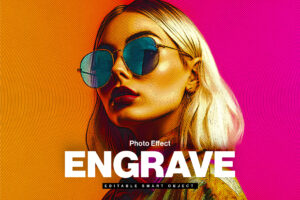 Retro Pop Art Engrave Photo Effect Template in PSD