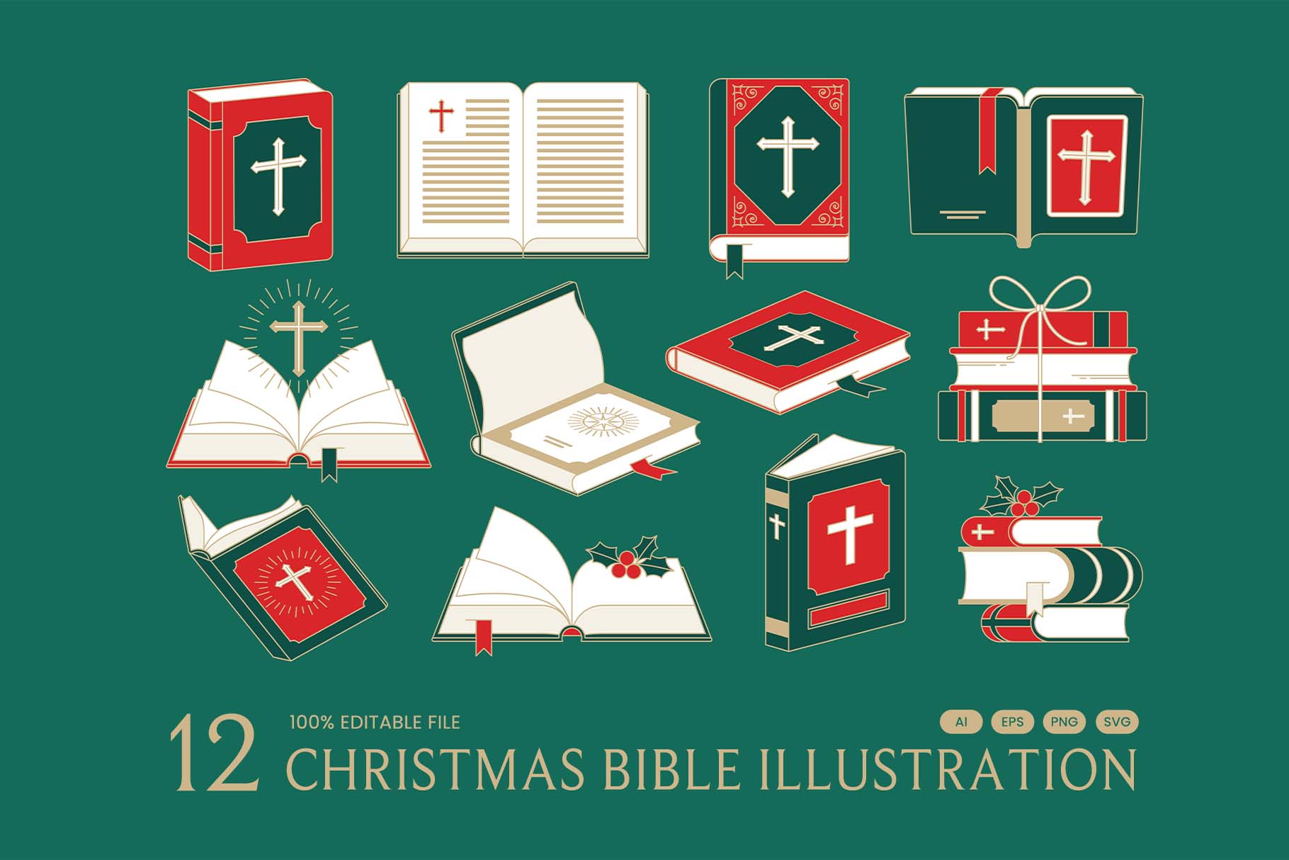 Christmas Bible Illustrations Set in PNG SVG AI EPS