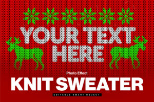 Christmas Knit Ugly Sweater Photo Effect Template in PSD