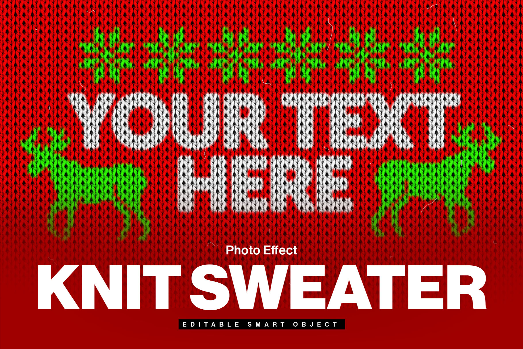 Christmas Knit Ugly Sweater Photo Effect Template in PSD