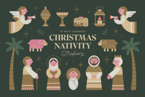 Christmas Nativity Stickers in AI EPS SVG PNG