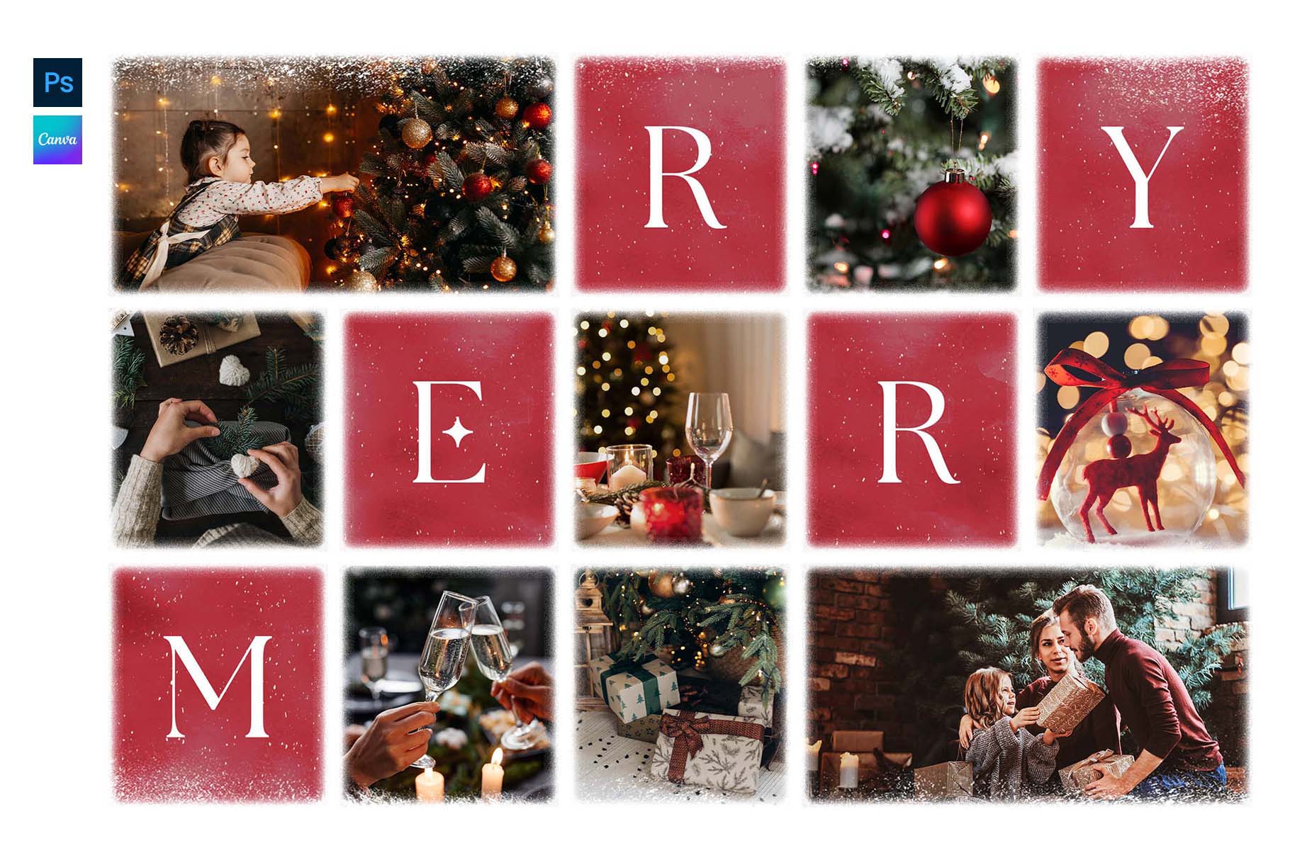Christmas Photo Collage Template in Canva & PSD
