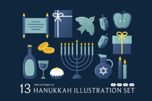 Hanukkah Illustration Set in AI EPS SVG PNG