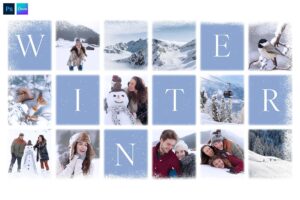 Winter Family Photo Collage Template in PSD & Canva