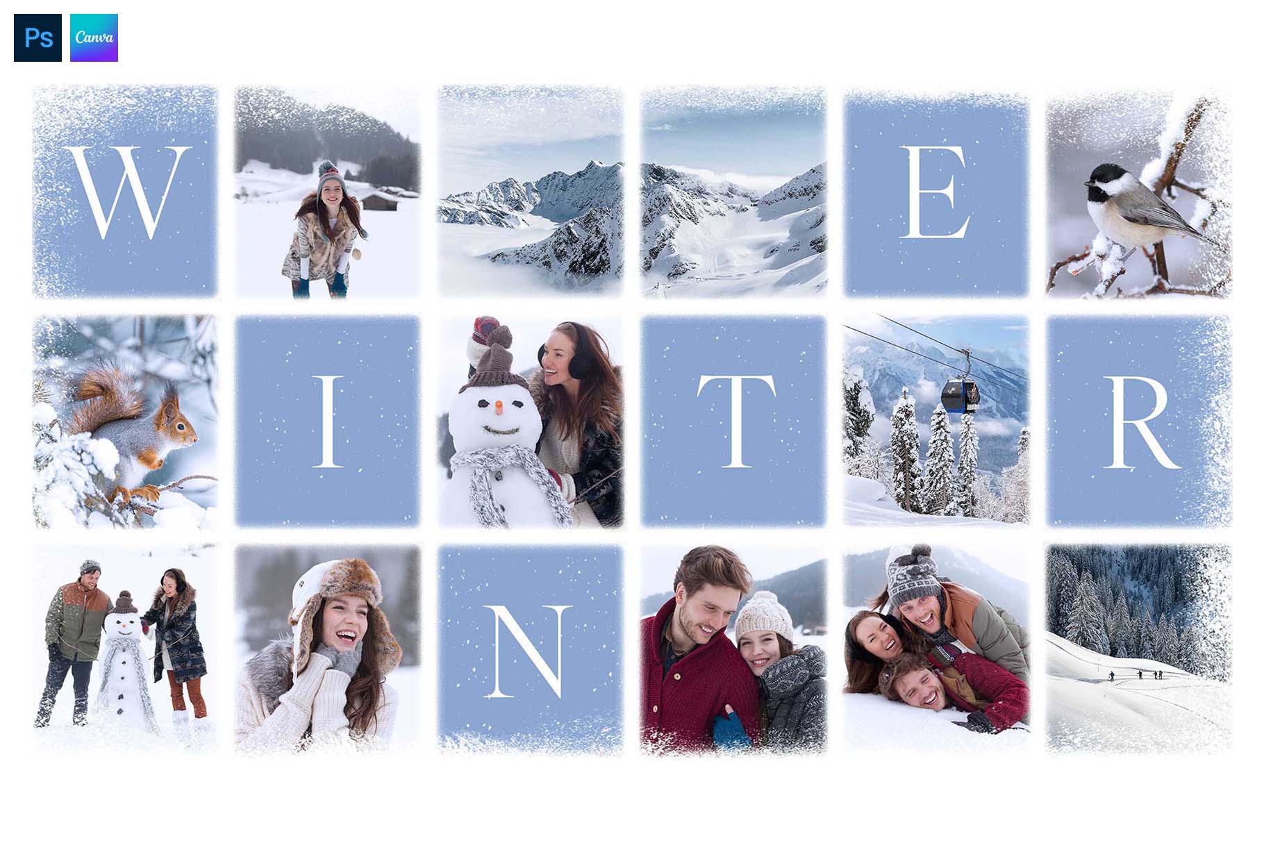 Winter Family Photo Collage Template in PSD & Canva