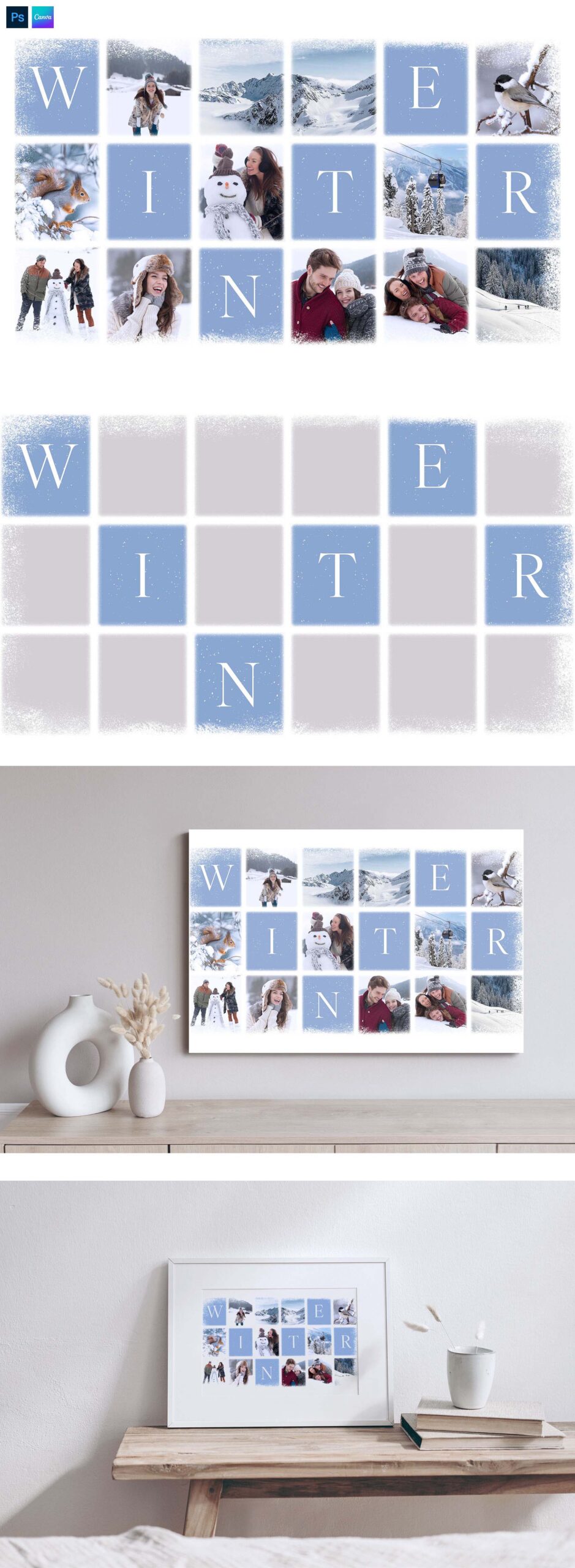 Winter Family Photo Collage Template in PSD & Canva