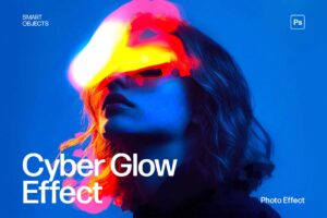 Cyber Glow Photo Effect Template in Photoshop PSD