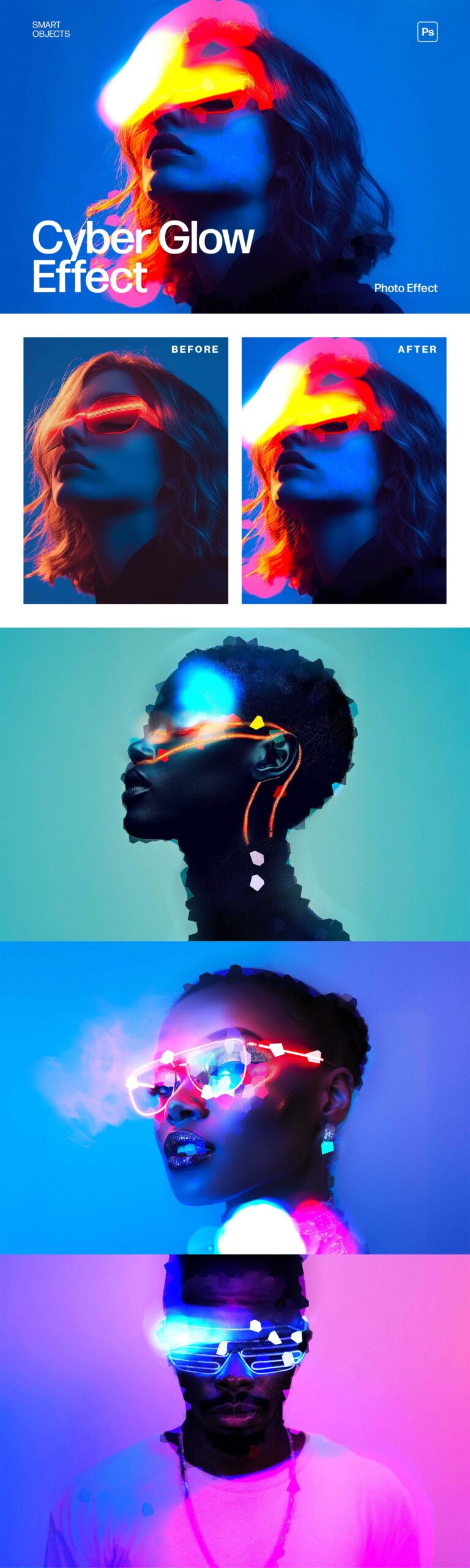 Cyber Glow Photo Effect Template in Photoshop PSD