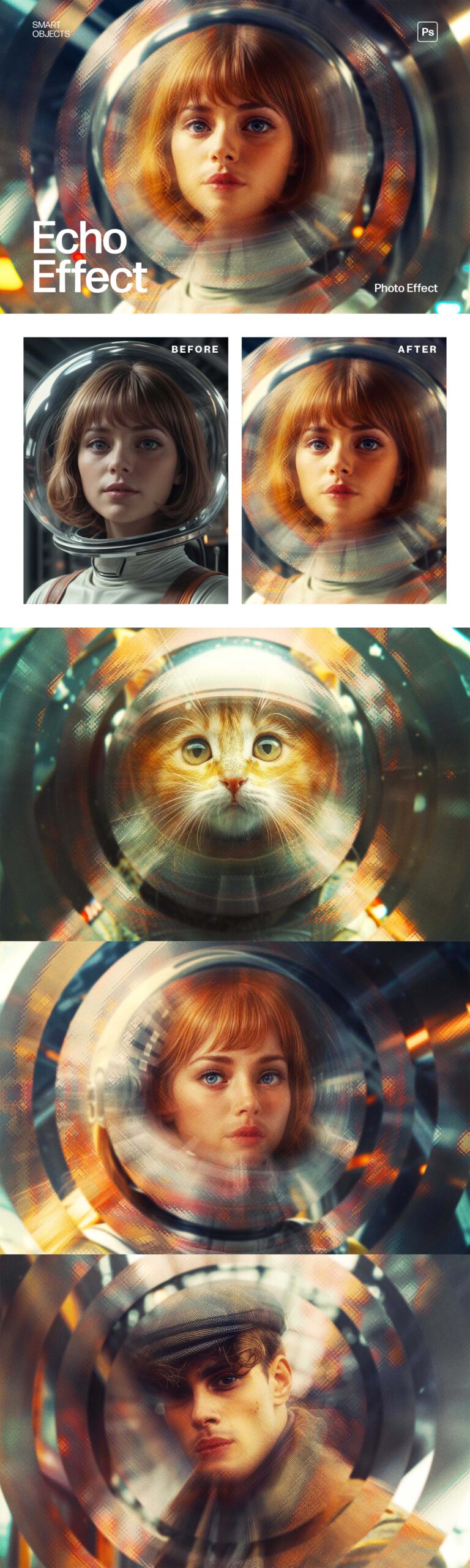 Echo Photo Effect Template in Photoshop PSD