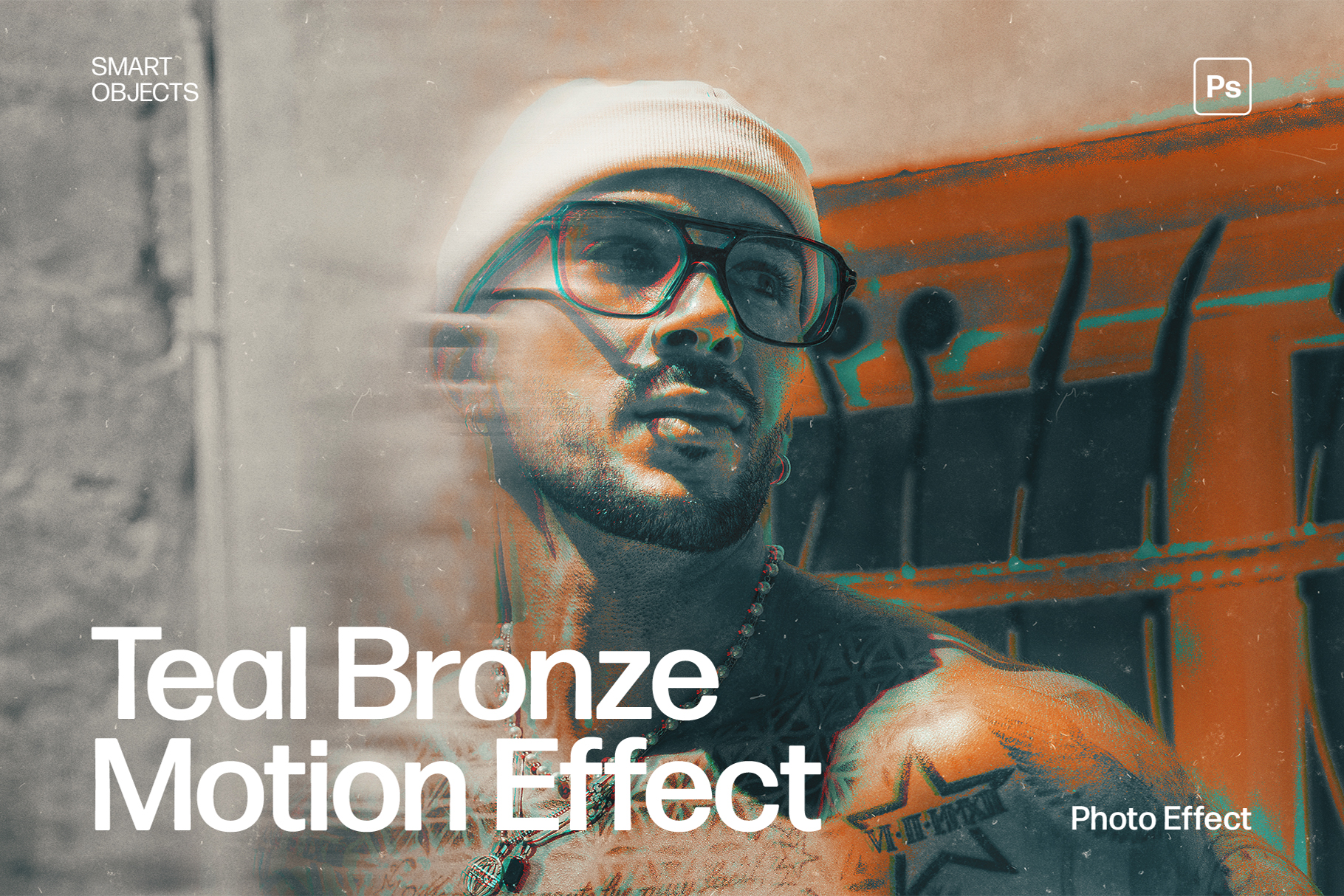 Vintage Glitch Photo Effect Template in Photoshop PSD
