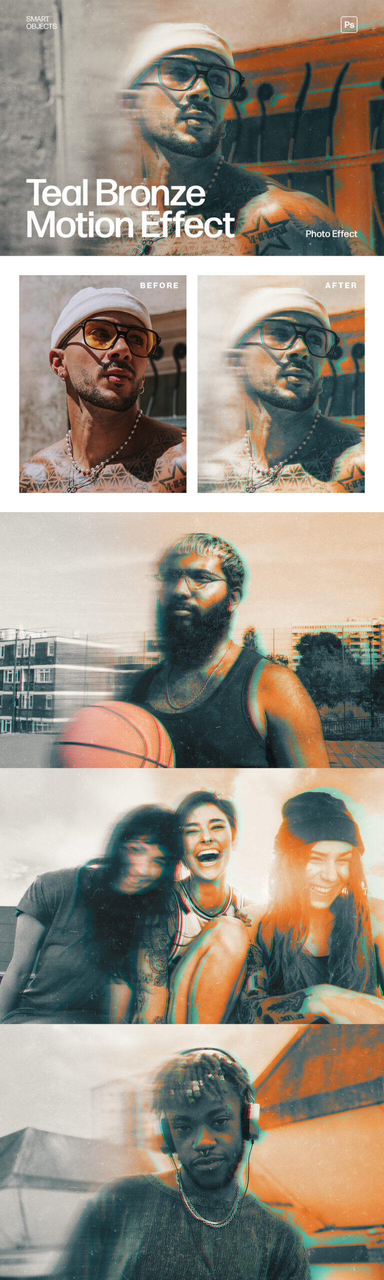 Vintage Glitch Photo Effect Template in Photoshop PSD
