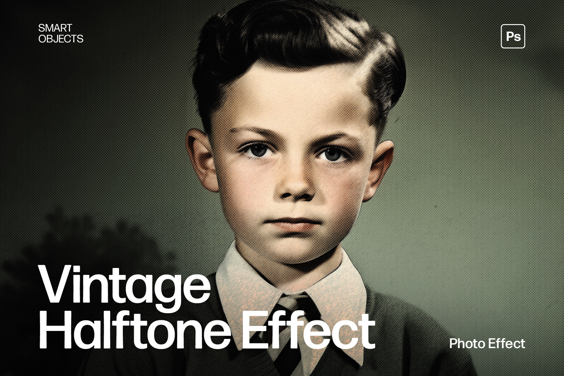 Vintage Halftone Photo Effect Template in PSD