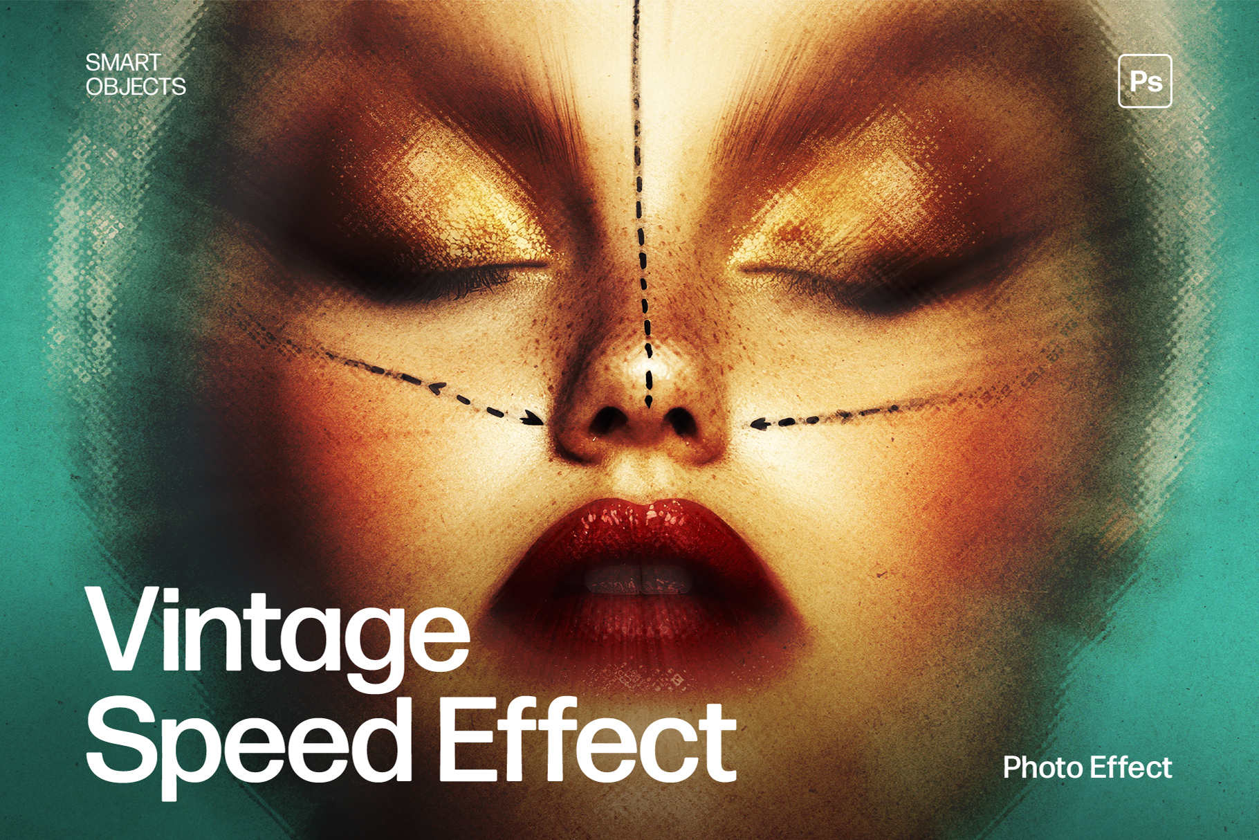 Vintage Speed Blur Photo Effect Template in Photoshop PSD