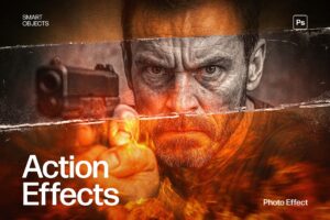 Action Photo Effect Template in Photoshop PSD