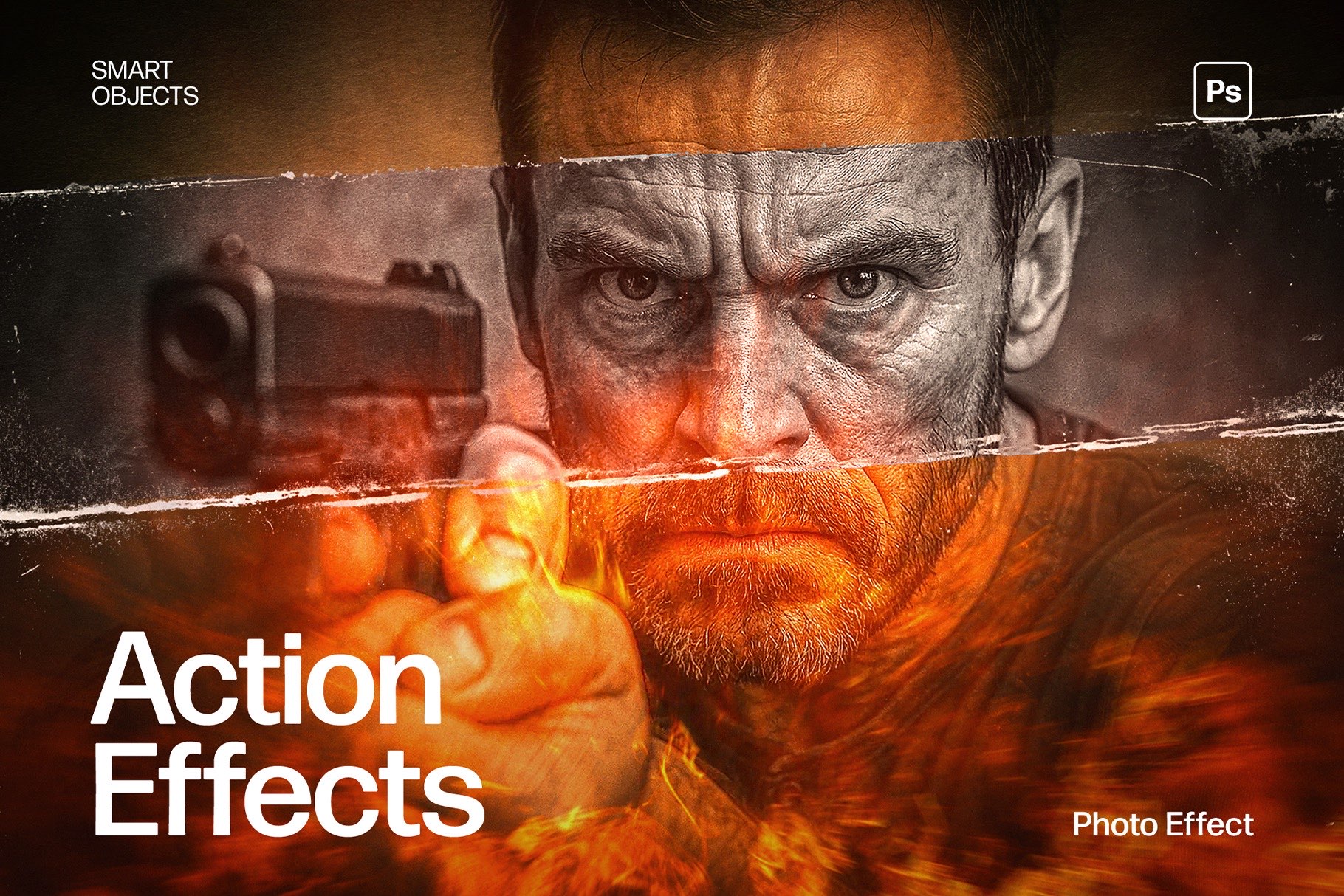 Action Photo Effect Template in Photoshop PSD