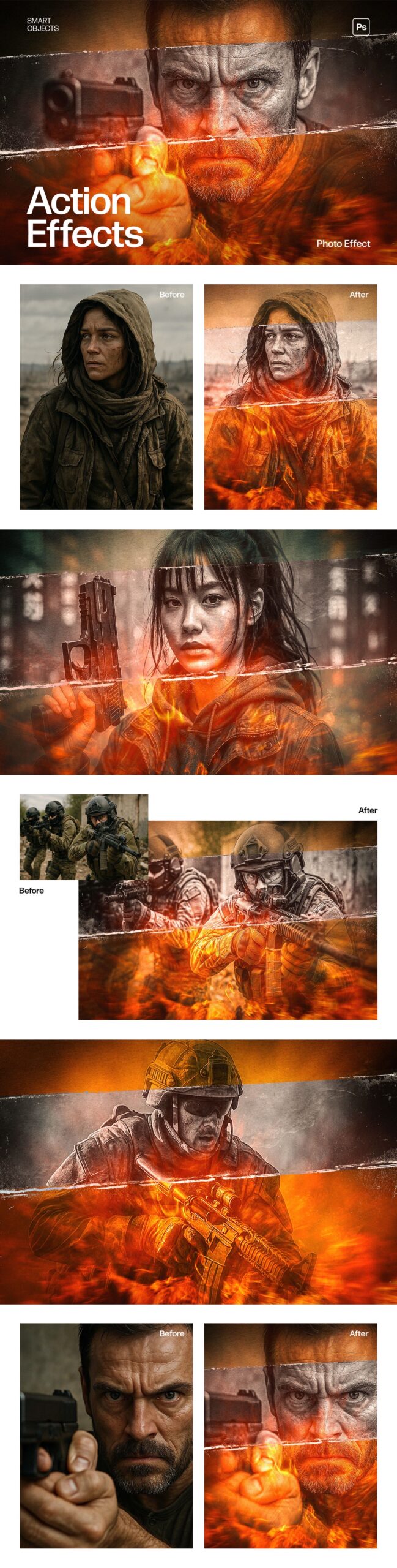 Action Photo Effect Template in Canva & Photoshop PSD