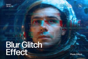 Blur Glitch Photo Effect Template in Photoshop PSD