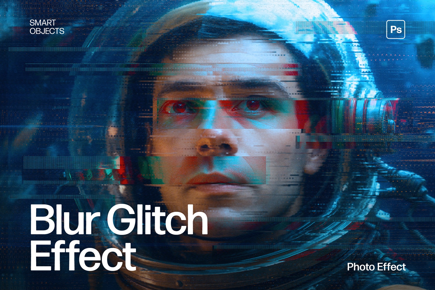 Blur Glitch Photo Effect Template in Photoshop PSD