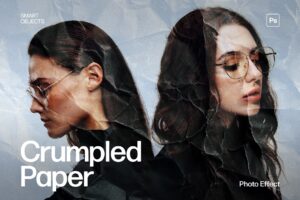 Crumpled Paper Photo Effect Template in Photoshop PSD