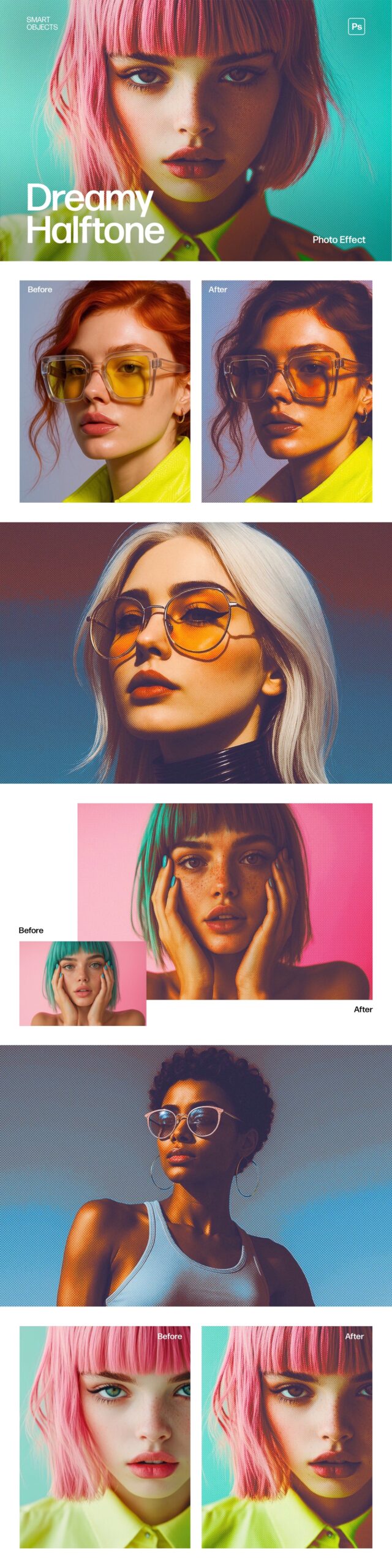 Dreamy Halftone Photo Effect Template in Photoshop PSD