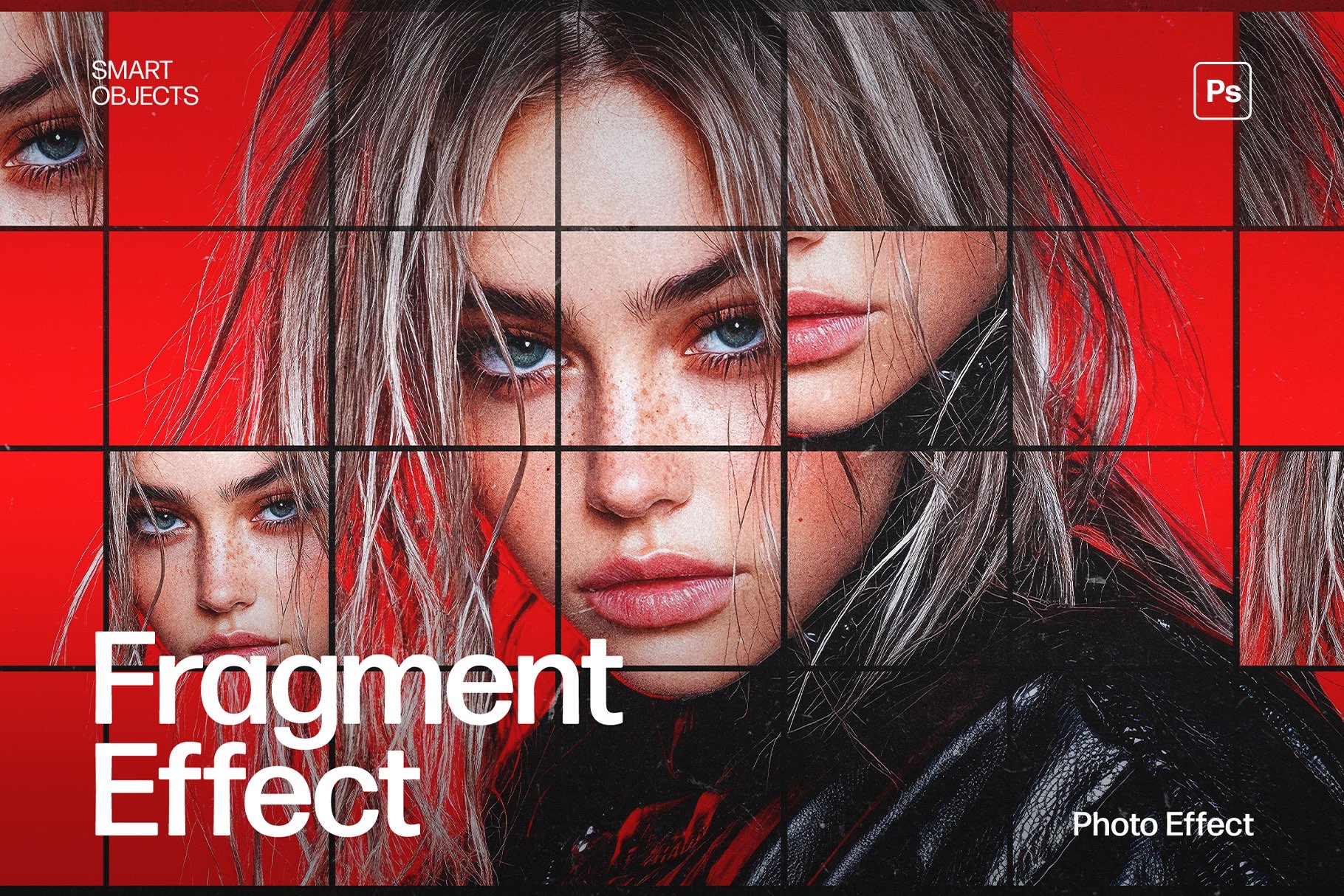 Fragment Photo Collage Photo Effect Template in Photoshop PSD