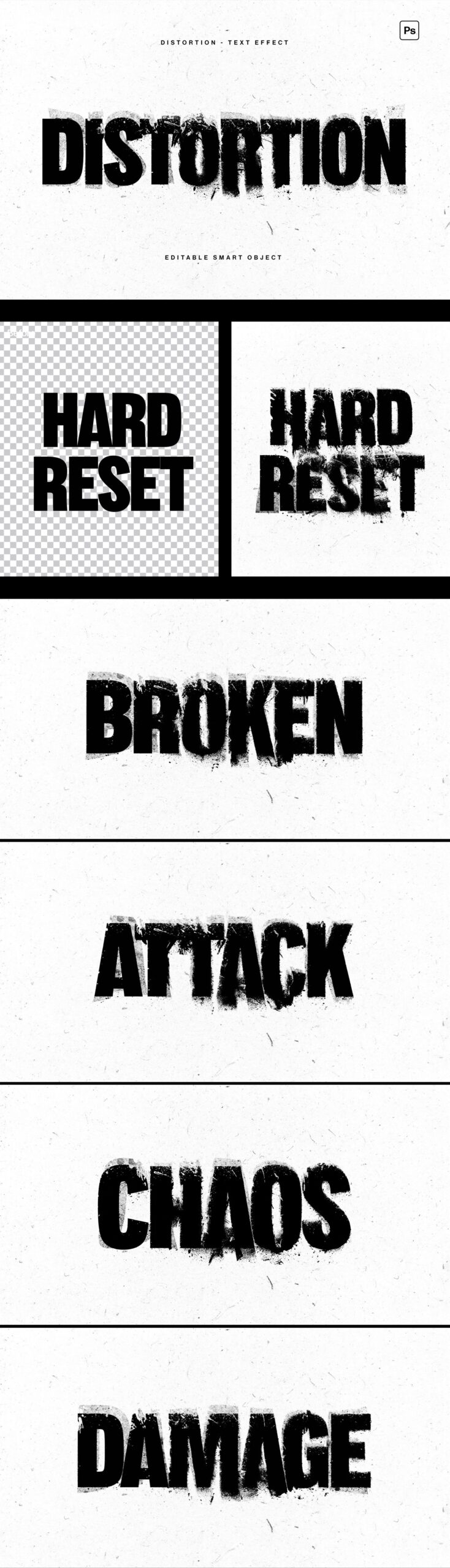 Grunge Distortion Text Effect Template in Photoshop PSD