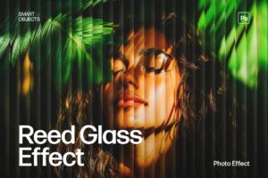 Reed Glass Photo Effect Template in Photoshop PSD