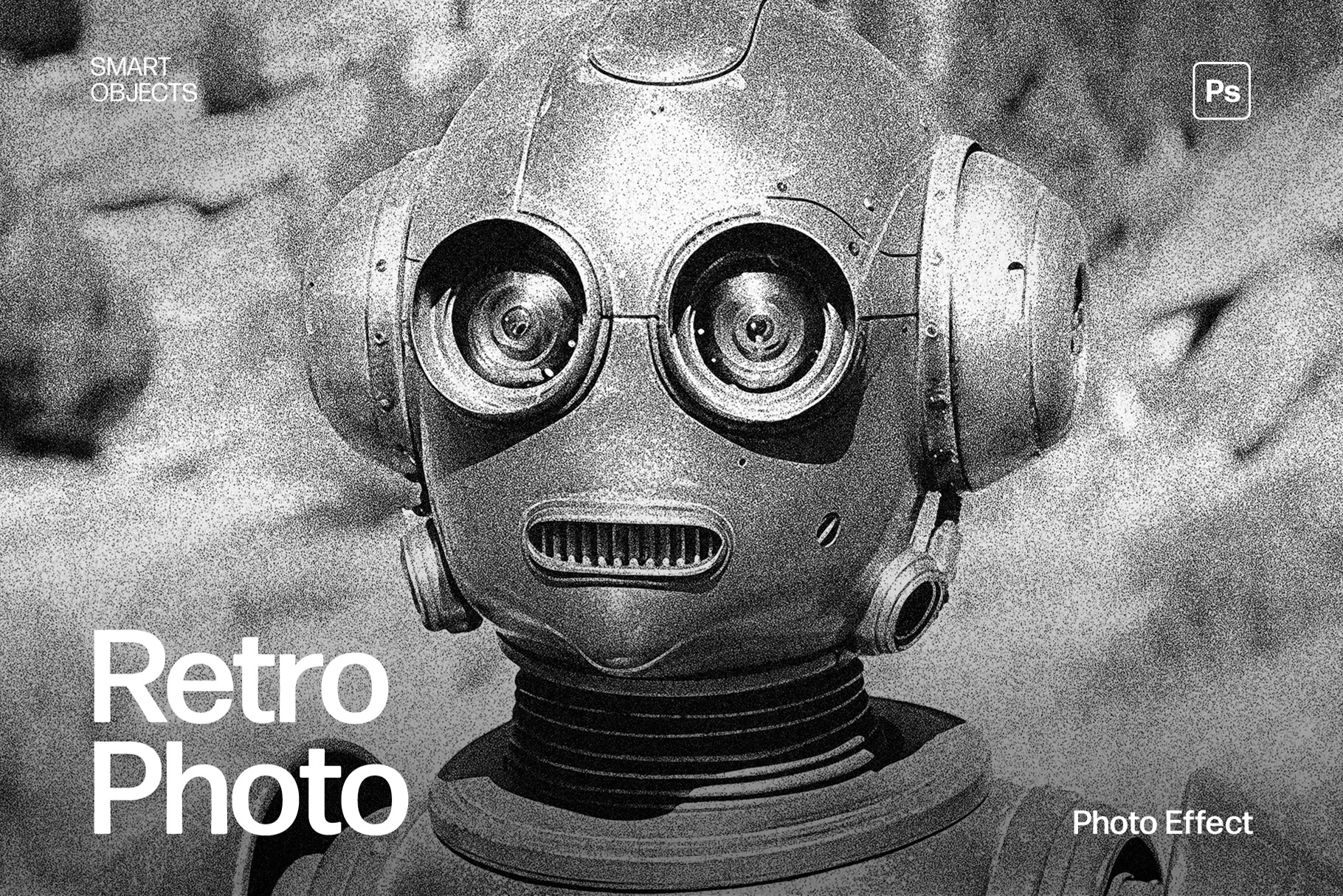Retro Black & White Photo Effect Template in Photoshop PSD