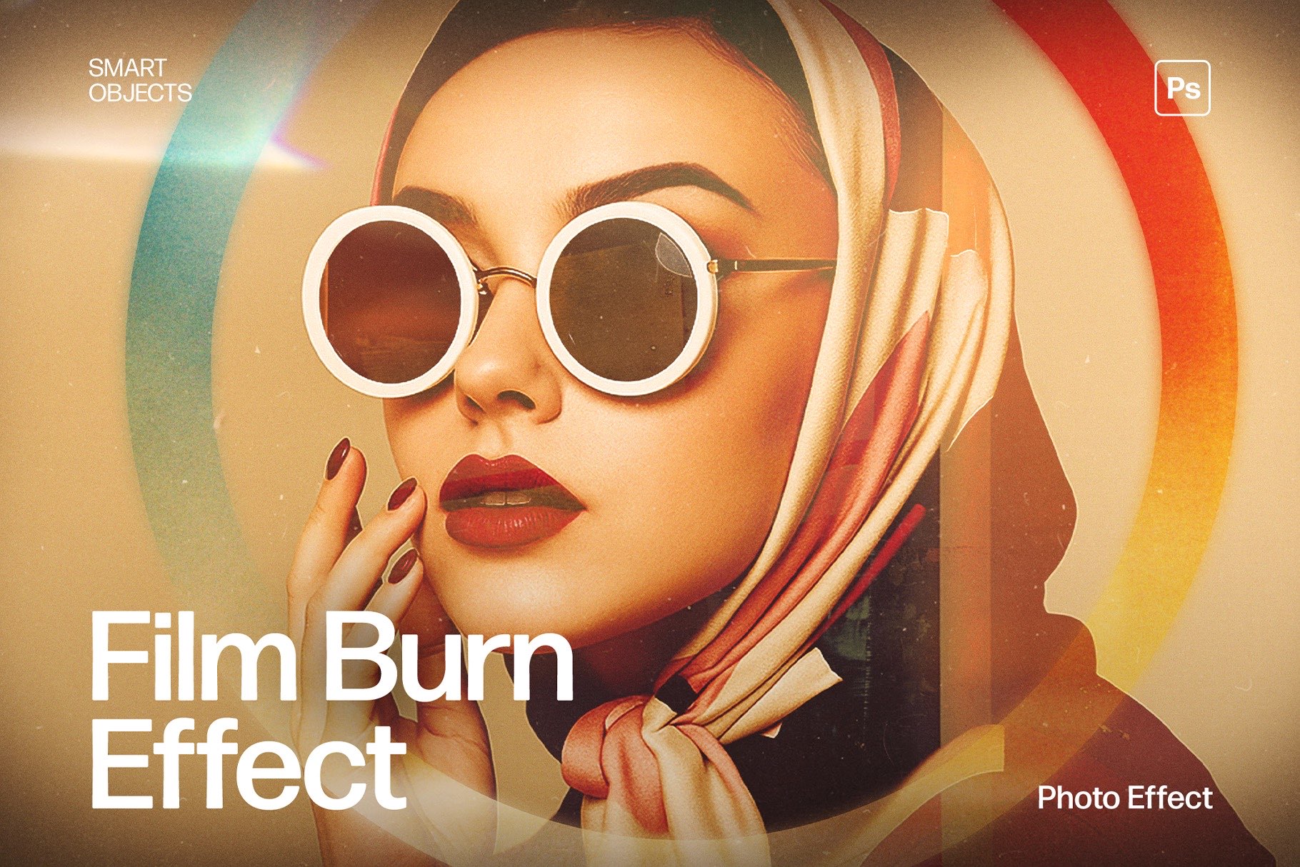 Retro Film Burn Photo Effect Template in Photoshop PSD