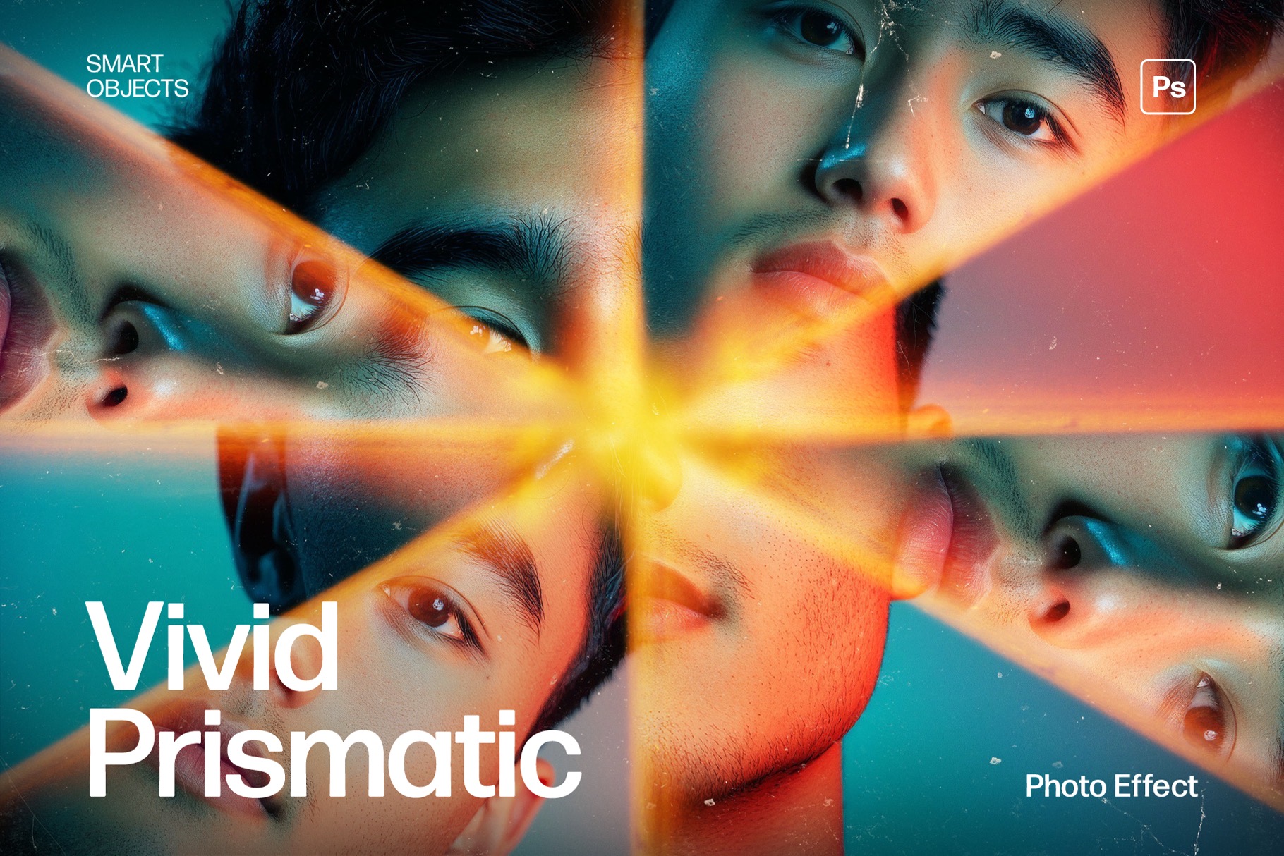 Vivid Prismatic Photo Effect Template in Photoshop PSD