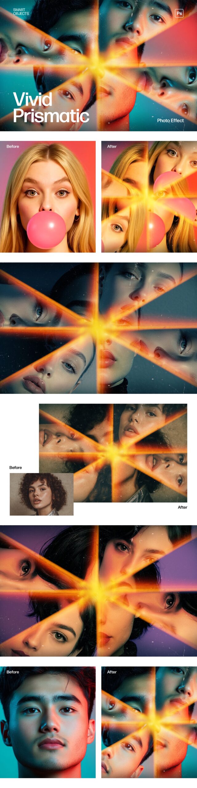 Vivid Prismatic Photo Effect Template in Photoshop PSD