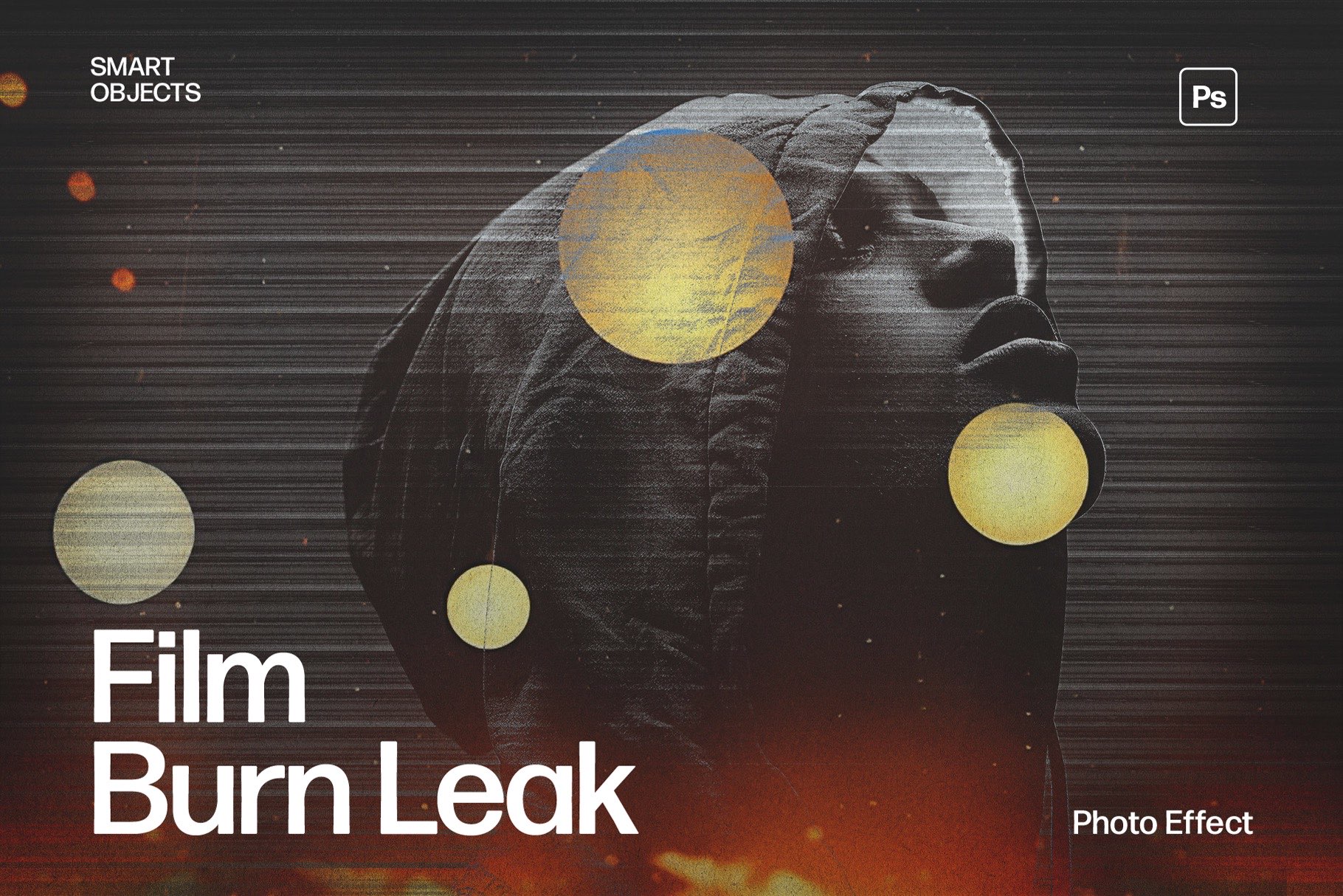 Abstract Film Burn Photo Effect Template in Photoshop PSD