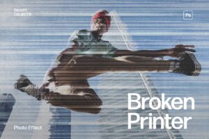 Broken Printer Photo Effect Template in Photoshop PSD