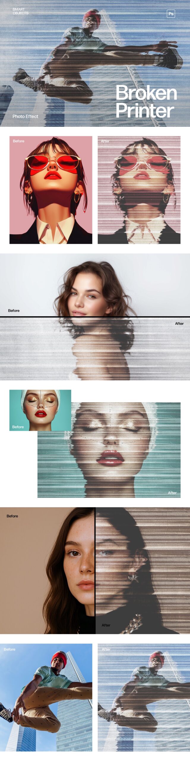 Broken Printer Photo Effect Template in Photoshop PSD